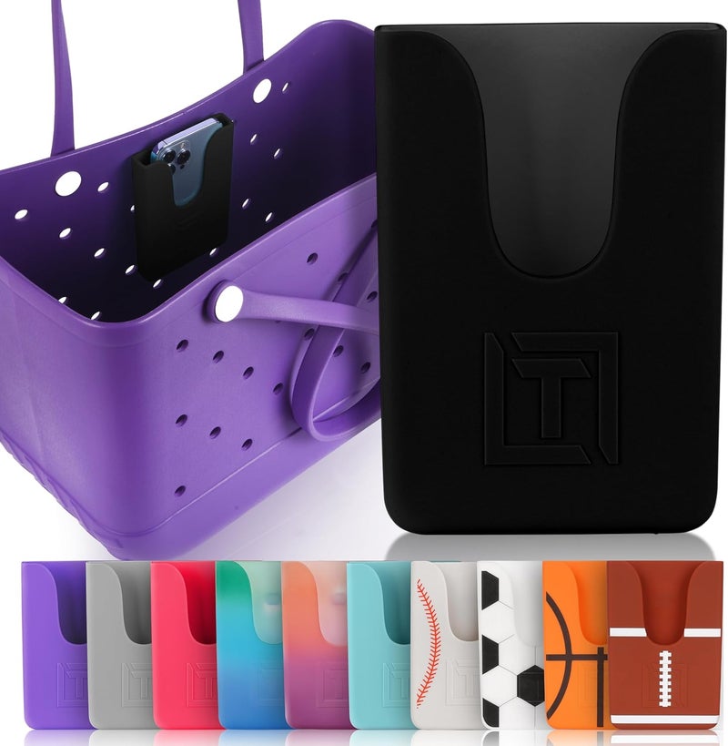 Tributary Brands - Black Phone Holder for Bogg Bag and Simple Modern Bag - Made of Silicone and Fits All Phone Sizes - Image 1